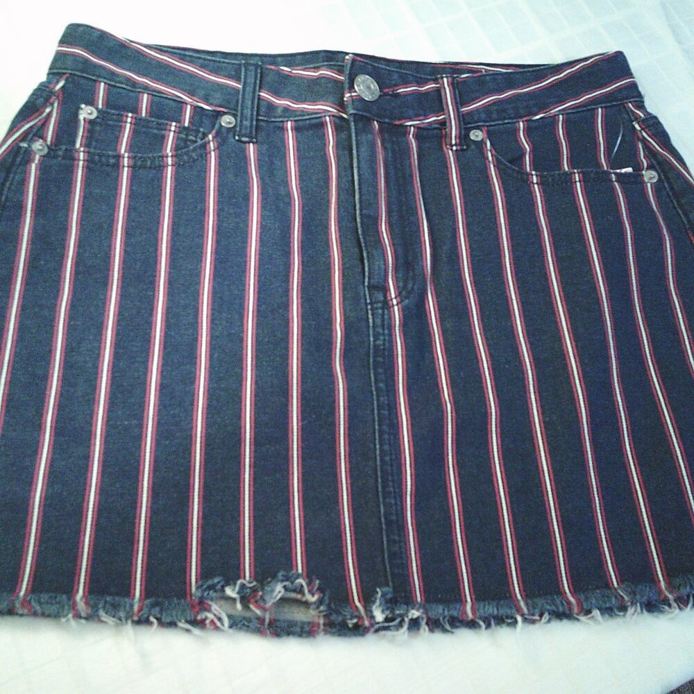 American Eagle Hi-Rise Mini Jean striped skirt, size 10